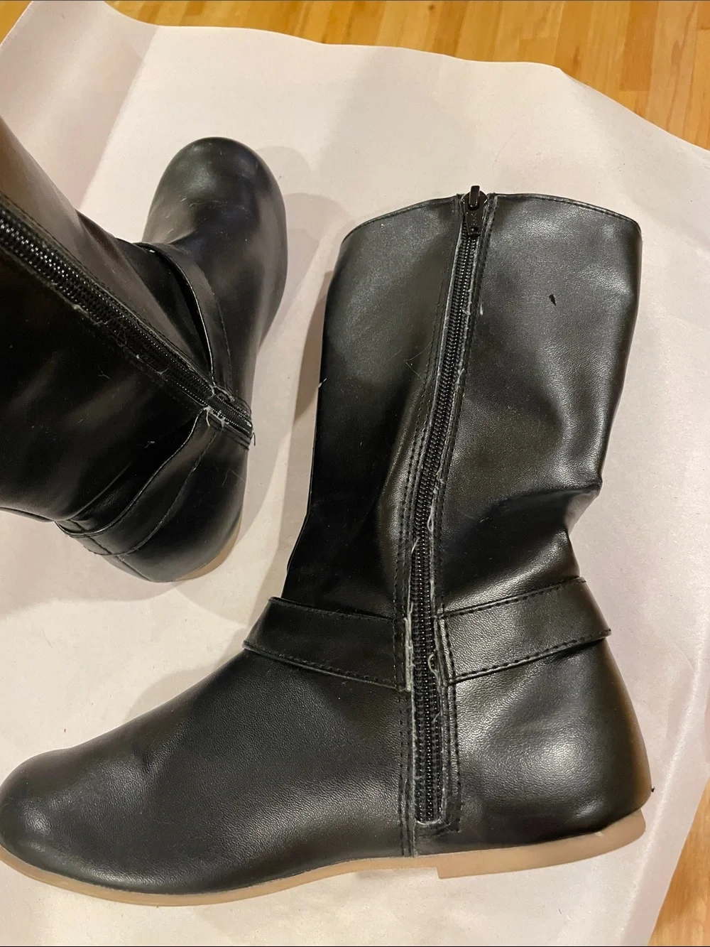 Gymboree Black Girls Tall Faux-Leather Boots with Side Bow